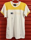 Vtg Brittania Ringer T Shirt Mens Medium White Yellow/Gold Single Stitch Paint