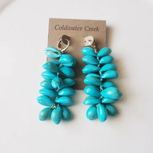 New Coldwater Creek Shell Cluster Drop Earrings Chic Women Party Holiday Jewelry - Picture 1 of 3