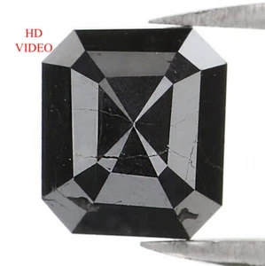 1.64 CT Natural Loose Emerald Shape Diamond 7.20 MM Black Color Diamond LQ1336 - Picture 1 of 8