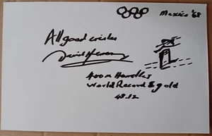 ORIGINAL AUTOGRAPH DAVID HEMERY Olympic Gold Medalist 1968 - Picture 1 of 1