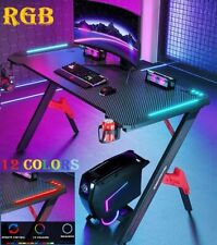 120cm RGB LED Gaming Desk Office Table Desktop PC Computer Desks Racing Laptop H