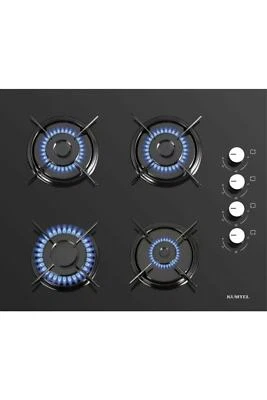 C6-40 TA-BF Yatech® Kumtel Schwarzer(GLAS) Email Gasherd 4 Gaskochfelde Einbau