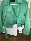 NWT Green Suede Motor Jacket Size Small