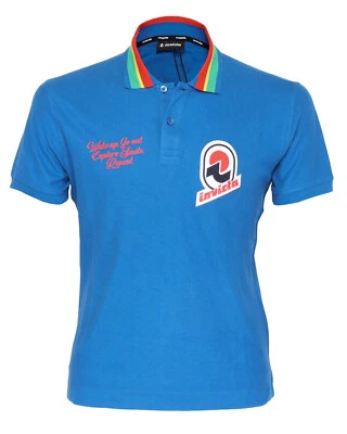 NUEVO CON ETIQUETAS INVICTA POLO Camisa Azul Algodón Piqué Manga Corta Italia S Foto 1 de 2