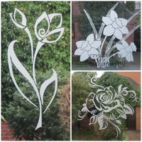 FROSTED,ETCHED FLOWER STICKERS, DECAL FOR PATIO DOOR/WINDOWS, SHOWERS, MIRRORS