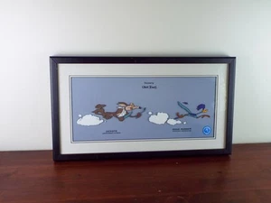 Vtg Framed Road Runner Wile E Coyote Sericel Chuck Jones Authenticated Beep Beep - Picture 1 of 12