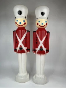 2 Vintage Toy Soldier Nutcracker Christmas Blow Mold Carolina Enterprises - Picture 1 of 8