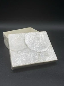 Natural Capiz Shell Trinket Box W Lid Mid Century Modern 3 3/4” X 4 3/4” - Picture 1 of 8