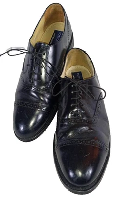 Bostonian Dress Shoes Mens Size 9.5 Black Cap Toe Oxford Brogue Leather Lace Up - Image 1 of 4