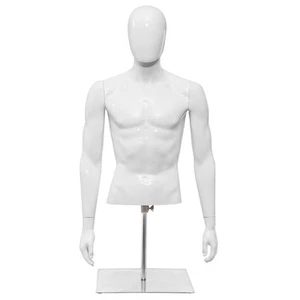 Half Body Mannequin Form Male Head Turn Display White - Picture 1 of 10