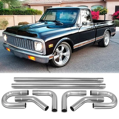 Tubo de escape de mandril personalizado hágalo usted mismo curva recta de 2,5" para camioneta Chevy C10 C20 8 piezas Foto 1 de 4