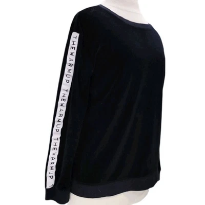 Jessica Simpson The Warm Up S Mujer Sudadera Negro Terciopelo Manga Larga Elastizada Foto 1 de 4