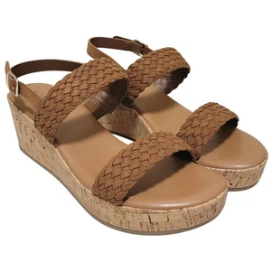 Style&Co Women Madenaa Cork Wedge Slingback Sandals Size US 11M Cognac Brown - Picture 1 of 5