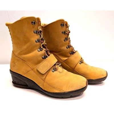 Timberland Nubuck Gamuza Cuero Botas de Combate Tacón de Cuña Mujer 10 Tostado Trigo Foto 1 de 4