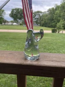 Vintage Clear Glass Basset Hound Dog Paperweight Figurine Chubby Pup Blown Glass - Picture 1 of 11