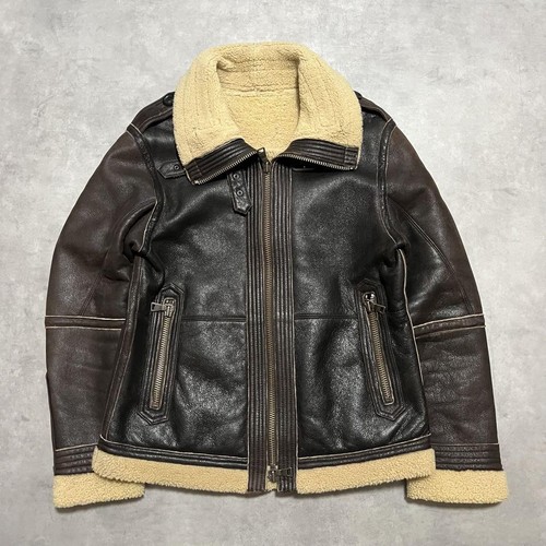 Giacca Burberry Black Label Mouton aviatore pelle di agnello marrone scuro dal Giappone RA