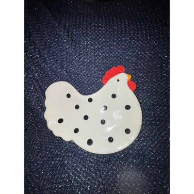 Cracker Barrel 鸡盘白色黑色圆点农舍装饰盘陶瓷 — 第 1/2 张图片