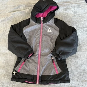 Gerry Kids Ski Snow Jacket Small 7/8 Insulated Winter Coat Pink Gray Black Hood - Picture 1 of 11