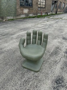 faux Granite Sage Green left HAND SHAPED CHAIR 32" adult 70's Retro NEW - Picture 1 of 12