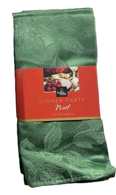 Macy's Homewear Cena Fiesta Noel Servilletas Juego de 4 Verde Poinsettia 18x18" Nuevo Foto 1 de 4