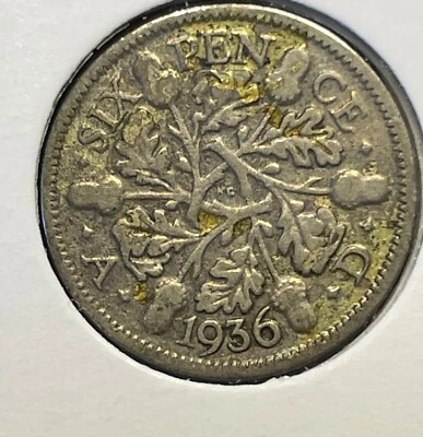 Gran Bretaña 6 peniques 1936 George V KM#832 .500Ag plata aF B1792 Foto 1 de 4