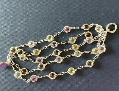 PULSEIRA DE QUARTZO TACORI 18K E PRATA ESTERLINA 5 FIOS AMETISTA-CITRINO-FUMAÇADO - Imagem 1 de 4