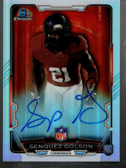 B4117- 2015 Bowman Chrome Rookie Autographs Refractors #RCRASG Senquez Golson - Image 1 of 2