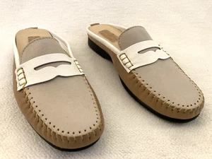 Mocassini donna Duck Head crema/abbronzatura pelle morbida mulo penny taglia 6,5M, nuovi con scatola - Foto 1 di 13