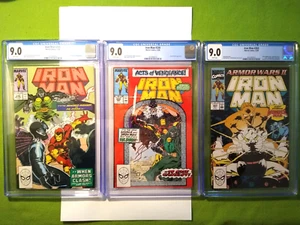 3 Iron Man Comic Books, #249, #250, and #263, 11/89, 12/89, and 12/90. CGC 9.0. - Picture 1 of 13