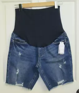 Bermudas de jean Time and Tru Maternity para mujer S 4-6 desgastadas 115-26693 nuevas con etiquetas - Imagen 1 de 4