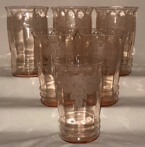 6 Macbeth Evans DOGWOOD PINK * 5" 12 oz DECORATED TUMBLERS* - Picture 1 of 1