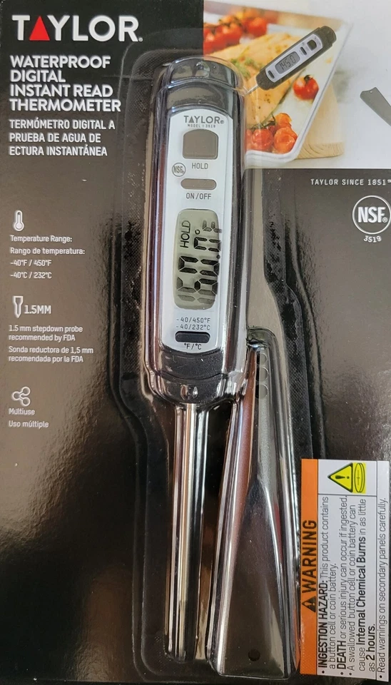 Taylor Waterproof Digital Instant Read Thermometer With Step Down Probe