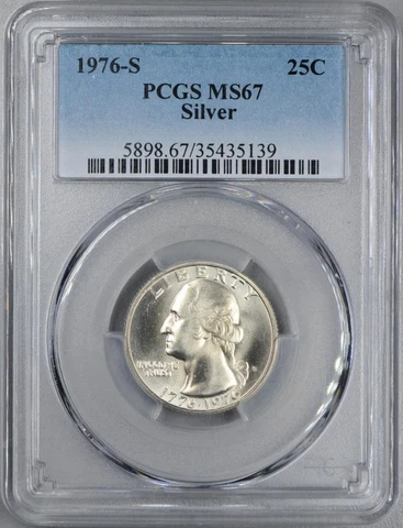 1976-S Washington Quarter PCGS MS67 Silver Cover