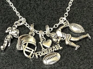 Fußballspieler 5 Charms Tibetisches Silber 18 Zoll Halskette - Bild 1 von 4