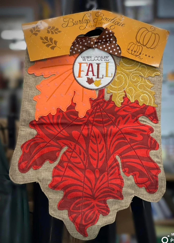 Bandera de arpillera de jardín 12,5 x 18 hojas de otoño Foto 1 de 1