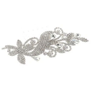 Silver Tone Metal Hair Comb With Rhinestone H3967-SCRY - Picture 1 of 3