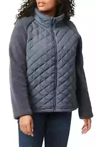Bernardo Packable Quilted Faux Shearling Jacket in Petrol Blue Size 1X NWT - Picture 1 of 10