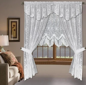Shabby Chic Floral Lace Window Curtain Panels/Balloon Curtains Separate Valances - Picture 1 of 22