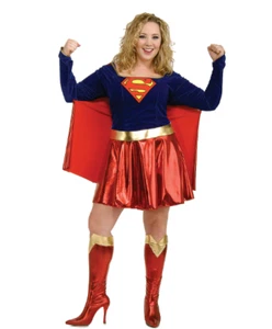 Women's Supergirl Halloween Costume Dress with Cape Rubie's One Size 17479 - Picture 1 of 6