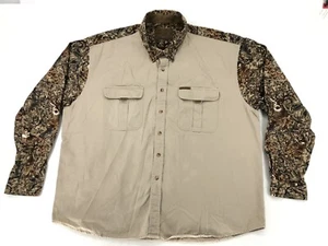 Legendary Whitetails Deer Buck Camo Accent Beige Button Down Shirt Mens Size 3XL - Picture 1 of 9
