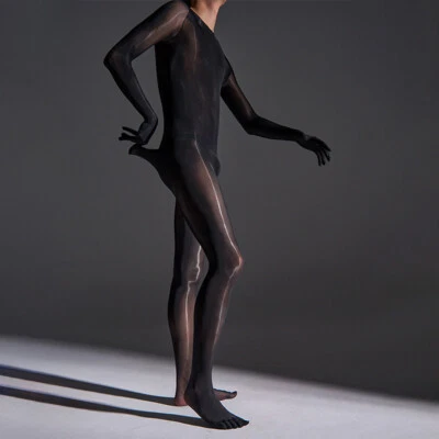 Plus Size Ultrathin Oil Shiny Bodystocking Bodysuit Catsuit Transparent Jumpsuit - Image 1 of 3