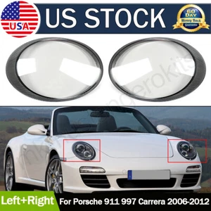 Pair For Porsche Carrera 997 911 06-2012 Car Front Headlight Lens Cover Shell US - Picture 1 of 12