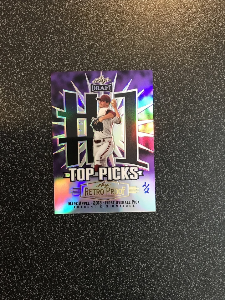 MARK APPEL 2013 Leaf Metal Draft Top Picks RETRO PROOF 紫色 RC 签名 SN#2/2 PHI — 第 1/4 张图片