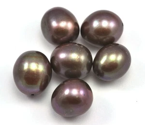 Bronze Copper Chocolate Brown Big Acorn Rice Oval Freshwater Souffle Pearls A - Picture 1 of 3