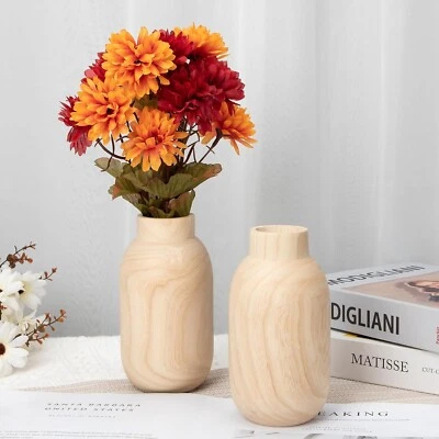 2 paquetes de floreros de madera hechos a mano, decoración de floreros de madera pequeños de 6,4" Foto 1 de 4