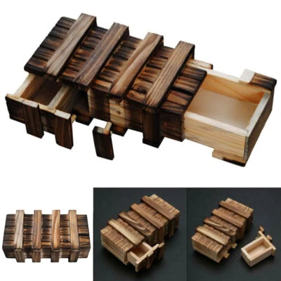 Magic Compartment Wooden Puzzle Box With Secret Drawer Brain Teaser Kids Gift - image 1 of 4