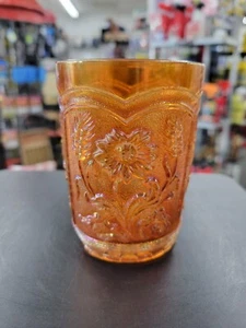 Vintage Imperial Marigold Carnival Glass Field Flower Tumbler - Picture 1 of 8