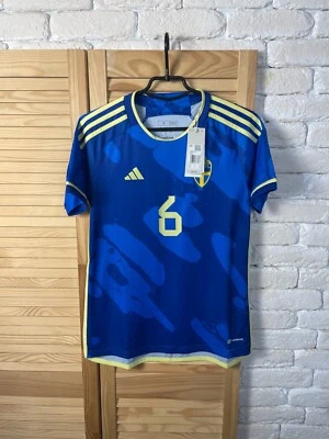 SWEDEN NATIONAL TEAM JERSEY AWAY FOOTBALL SOCCER SHIRT BLUE ADIDAS WOMAN sz S - Image 1 of 4