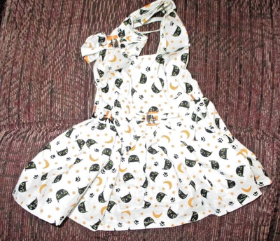 XS Vestido Perro [gato Halloween] Algodón Hecho a Mano Foto 1 de 2
