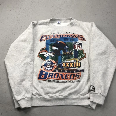 Sudadera DE COLECCIÓN Denver Broncos Para Hombre Grande Gris Starter Cuello Redondo NFL 90s Foto 1 de 4
